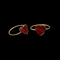 Migration Period Heart-Shaped Gold Set Garnet in Ring