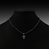 Byzantine Black Glass Necklace with Cross