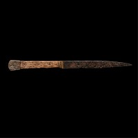 Medieval Knife with Bronze Pommel and Veiled Figure