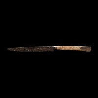 Medieval Knife with Bronze Pommel and Veiled Figure