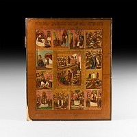 Large Russian Anastasis Icon with Twelve Feasts