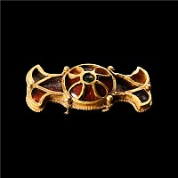 Large Merovingian Gold Fish-Tailed Mount with Garnets