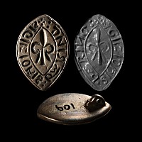 English Medieval Silver Vesica-Shaped Seal Matrix for John Baring