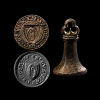 English Medieval Heraldic Chessman Type Tax Collector's Seal Matrix for Customs Duty on Cloth