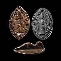 Large French Medieval Vesica Seal Matrix for the Church of Estampes