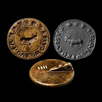 Large French Medieval Round 'Wild Bull of Cumis' Seal Matrix