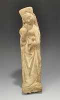Medieval Limestone Madonna with Orb Statuette