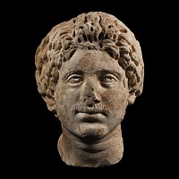 Roman Marble Head of a Germanic Warrior