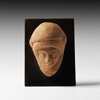 Greek Terracotta Mask with Helmet