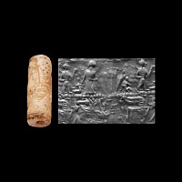 Western Asiatic Rock Crystal Cylinder Seal with Figural Scene