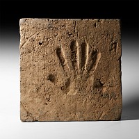 Chinese Song Ceramic Tile with Figure and Handprint