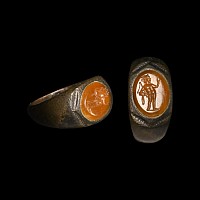 Roman Bronze Ring with Sol Gemstone