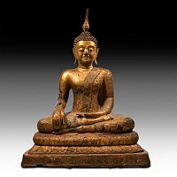 Very Large Thai Gilt Bronze Buddha Shakyamuni