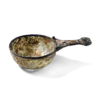 Roman Iridescent Pale Blue Glass Trulla