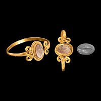 Roman Gold Ring with Fish Gemstone
