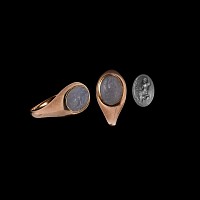 Roman Jupiter Holding Victory Gemstone in Gold Ring