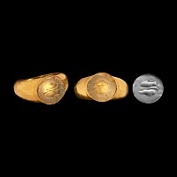 Roman Gold Ring with Fish Gemstone