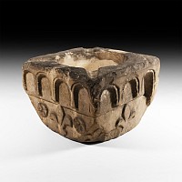 Medieval Sandstone Font with Arches