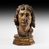 Post Medieval Wooden Painted Head of St John