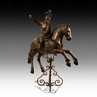 Half Life-Size Post Medieval Wooden Painted St George and Mount Statue