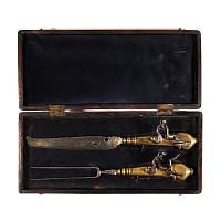 Cased Flintlock 'Knife and Fork' Gun Pair