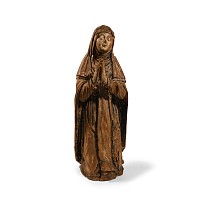 Large Post Medieval Wooden Virgin at Prayer Statue