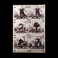 Post Medieval Glazed Ceramic Windmill Tile Display
