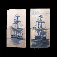Post Medieval Glazed Ceramic Boat Tile Set