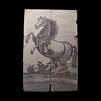 Post Medieval Glazed Ceramic Horse Tile Set