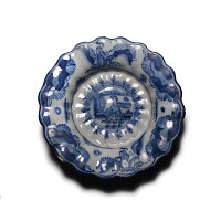 Post Medieval Blue and White Glazed Ceramic Delft Dish