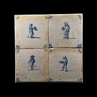 Post Medieval Glazed Ceramic Tile Set
