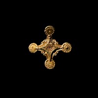 Anglo-Saxon Gilt Bronze Cross-Shaped Shield Mount