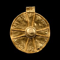 Saxon Gold Disc Pendant with Expanding Cross