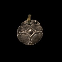 Viking Age Silver Disc Pendant with Cross and Trefoil Ends