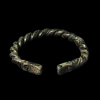 Viking Age Bronze Twisted Bracelet with Beast Head Terminals