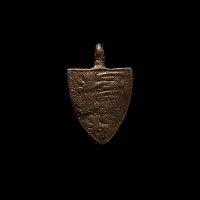 Medieval Bronze Knight's Heraldic Horse Harness Pendant with Arms of England