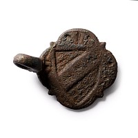 Medieval Double-Sided Bronze Knight's Heraldic Horse Harness Bannerette Pendant