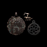 Medieval Bronze Knight's Heraldic Horse Harness Pendant Group