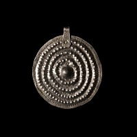 Large Viking Silver Pendant with Concentric Circle Design