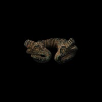 Large Viking Age Bronze Penannular Brooch with Dragon Heads