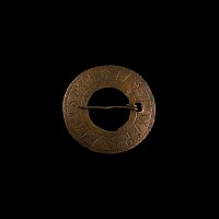 Large Medieval Bronze Annular Brooch with Magical Inscription