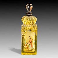 Chinese Glass Snuff Bottle with Figural Scene and Seal Base, Signed Zhou Leyuan