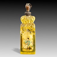 Chinese Glass Snuff Bottle with Figural Scene and Seal Base, Signed Zhou Leyuan