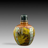 Chinese Glass Enamelled Four Scene Snuff Bottle