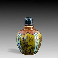 Chinese Glass Enamelled Four Scene Snuff Bottle