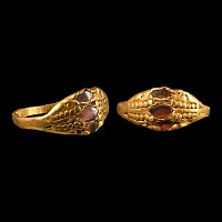 Merovingian Gold Filigree Ring with Garnets