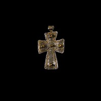 Gold Inlaid Silver Stamped Cross Pendant