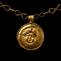 Gold Roman Style Medusa Pendant Necklace
