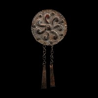 Viking Age Bronze Sun Wheel Plaque with Pendants
