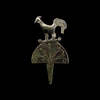 Roman Enamelled Bronze Cockerel Finial